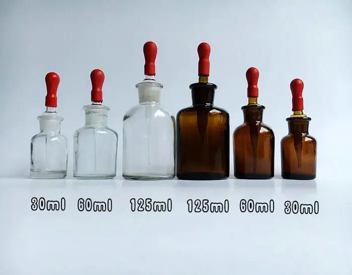 125 мл стеклянная коричневая бутылка капельница реагент фляга лабораторная химия