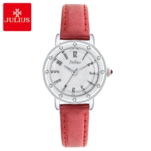 Часы наручные Julius женские, модные с кожаным ремешком, с MIYOTA Quatrz, для школьниц, подарок на день рождения, без коробки