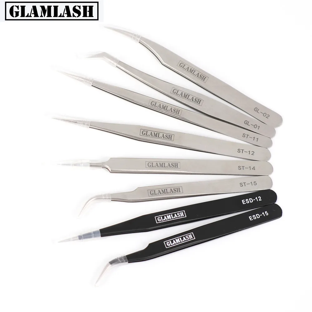 

GLAMLASH ESD ST SA Tweezer Curved Anti-static Straight Tip Forceps Precision Soldering Stainless Steel Tweezer Makeup Tool
