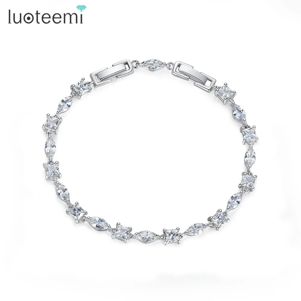 Брендовый геометрический браслет LUOTEEMI для женщин элегантный женский вечерние