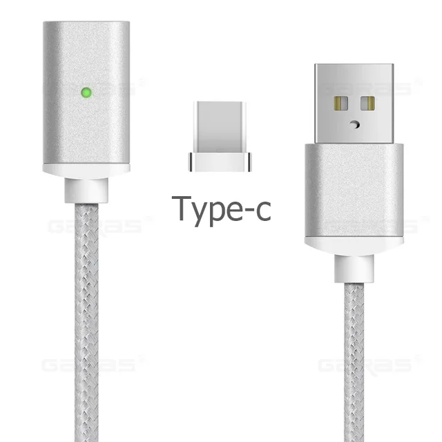 Магнитный кабель usb type C для iPhone samsung type C кабель быстрого зарядного устройства для мобильного телефона Магнитный кабель Micro USB зарядное устройство для передачи данных - Цвет: Silver-type c