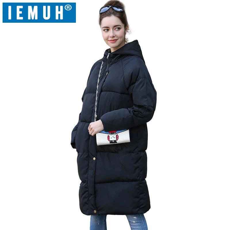 Бренд IEMUH женское повседневное лоскутное пальто с капюшоном черное серое