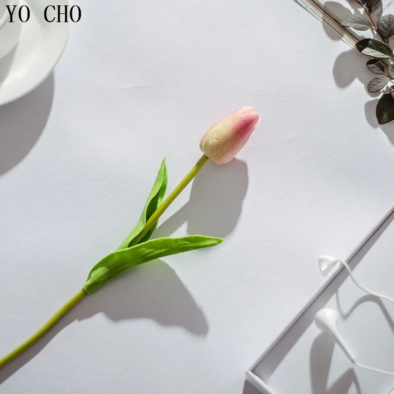 

YO CHO 21pcs/lot Tulips Artificial Flowers Plant PU Fake Flower For Arrangement Bouquet Home Office Wedding Decor 12 Colors