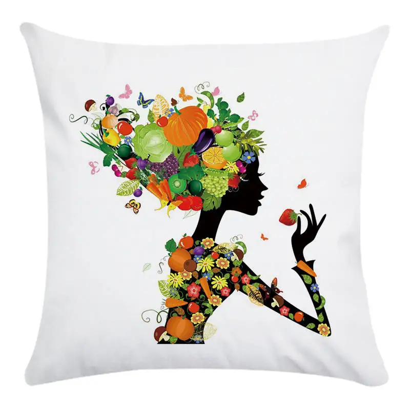 Наволочка для подушки креативная Цветочная хлопковая льняная квадратная 45 см