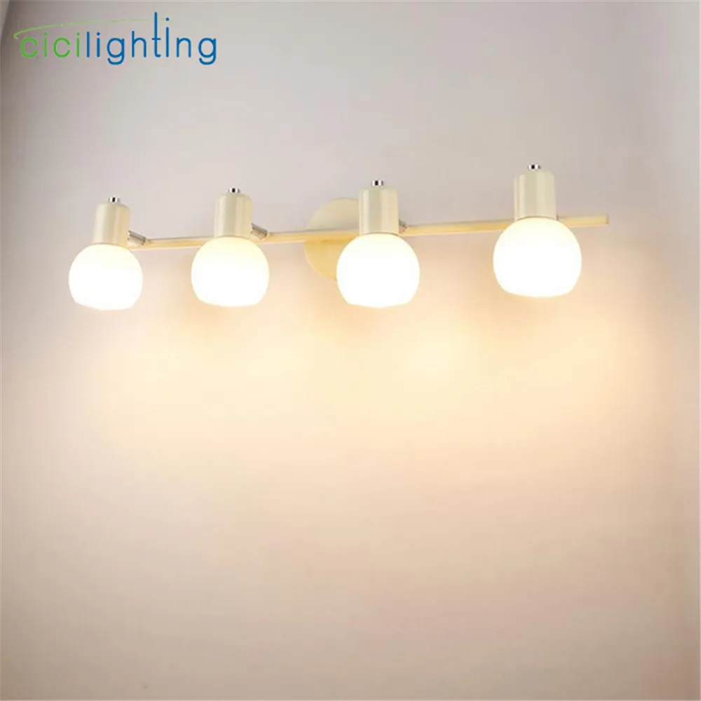 4-light Белый светодиодный светильник в американском стиле с зеркалом для шкафа, современный туалетный Макияж для ванной комнаты, лампа шкафа с зеркалом, настенный светильник для гостиной - Цвет абажура: 4-light
