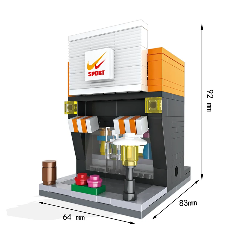 6408 no box Мини город уличный магазин игрушек розничный магазин 3D модель McDonald KFCE кафе Apple миниатюрный строительный блок для детей совместимый - Цвет: 6408 no box