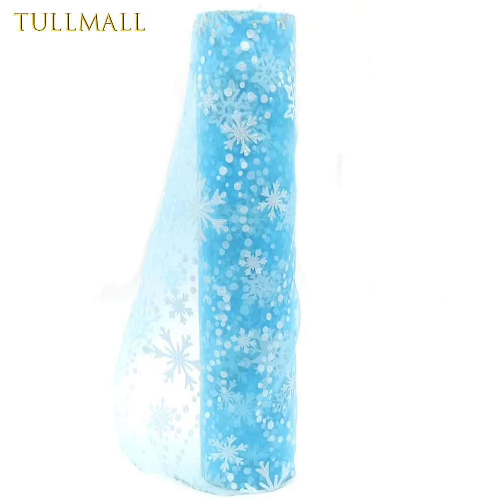TULLMALL Принцесса Эльза Снежинка тюль рулон 27cmx10Yards блеск снег лук Ремесло