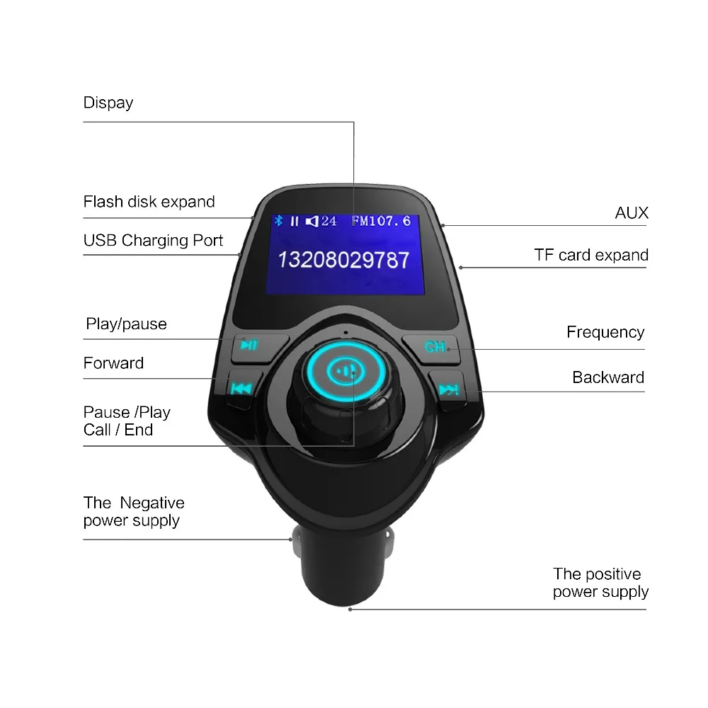 Bluetooth беспроводной MP3 музыкальный плеер fm передатчик A2DP HandsFree Car Kit адаптер 5V 2.1A Dual