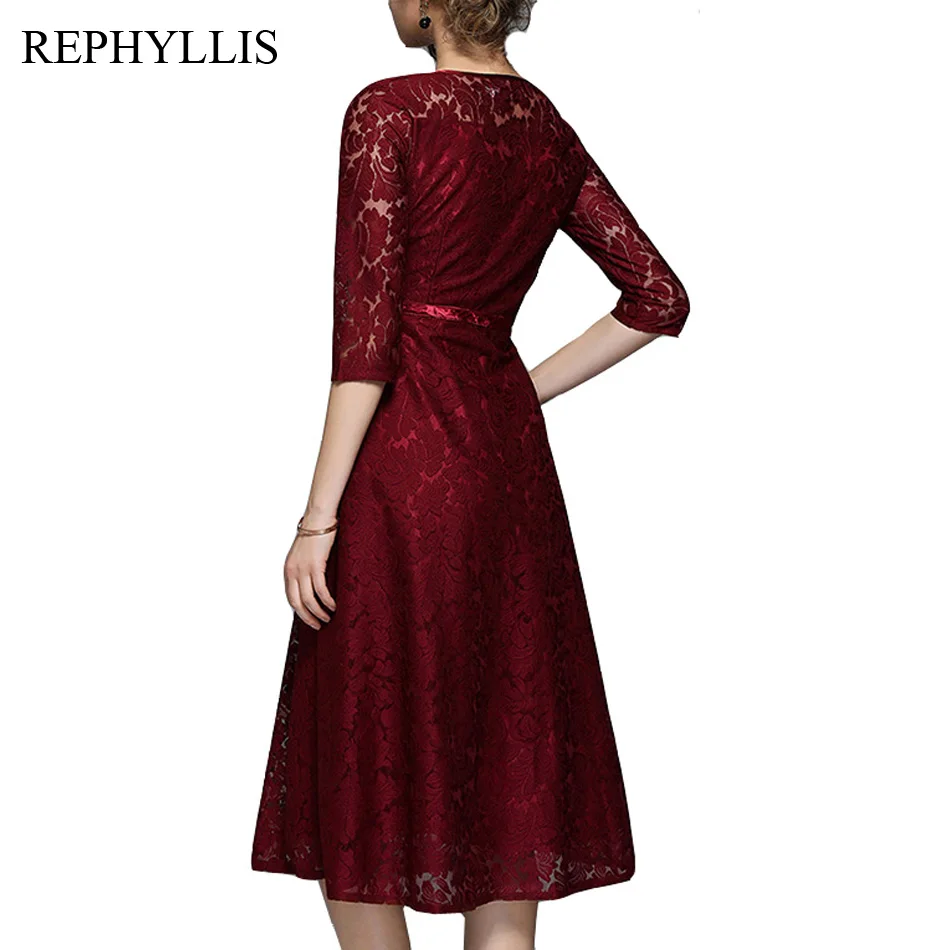 REPHYLLIS женское модное цветочное кружевное платье с круглым вырезом 2/3 свадебных