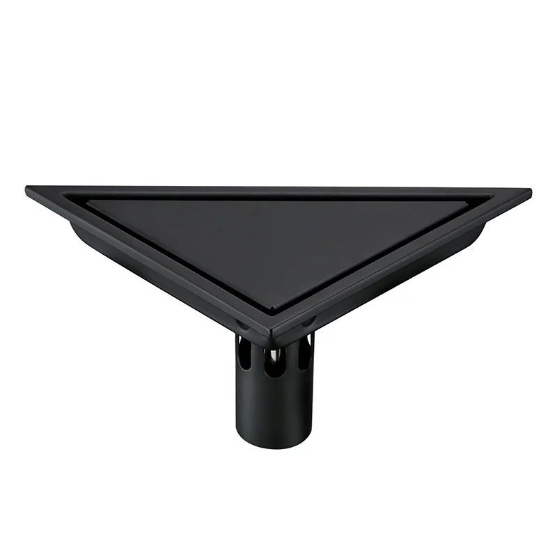 Matte black Smesiteli ванная комната дренаж для раковины скрытого типа треугольная плитка вставка Трап отходов решетки из нержавеющей стали душ слив 232*117 мм - Цвет: Matte black