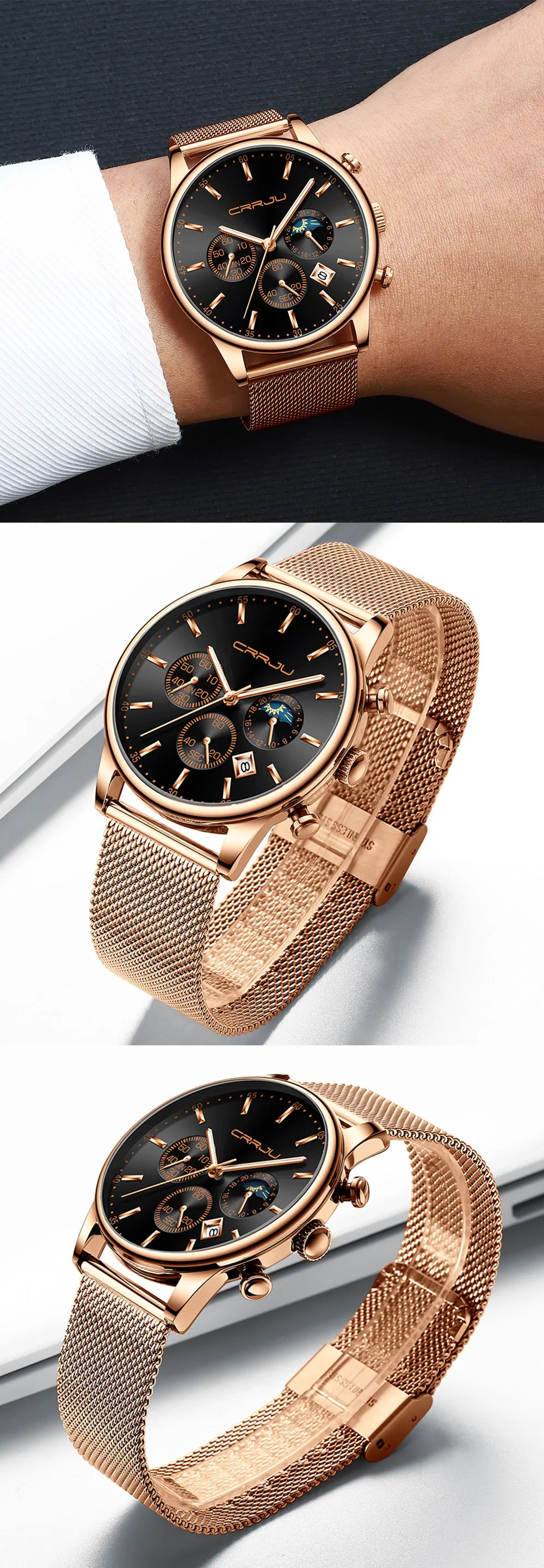 CRRJU мужские часы Reloj Hombre мужские s часы лучший бренд класса люкс кварцевые часы с большим циферблатом спортивные водонепроницаемые Relogio Masculino Saat
