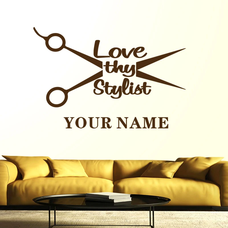 Beauty Salon Sticker Hair Wall Decal Barber Shop Scissor Vinyl Window Decals Decor Mural Hairdresser Glass | Дом и сад