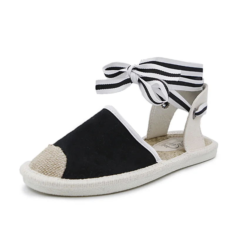 Холст espadrille Женские туфли-лодочки Ремешок на щиколотке Конопля снизу в рыбацком