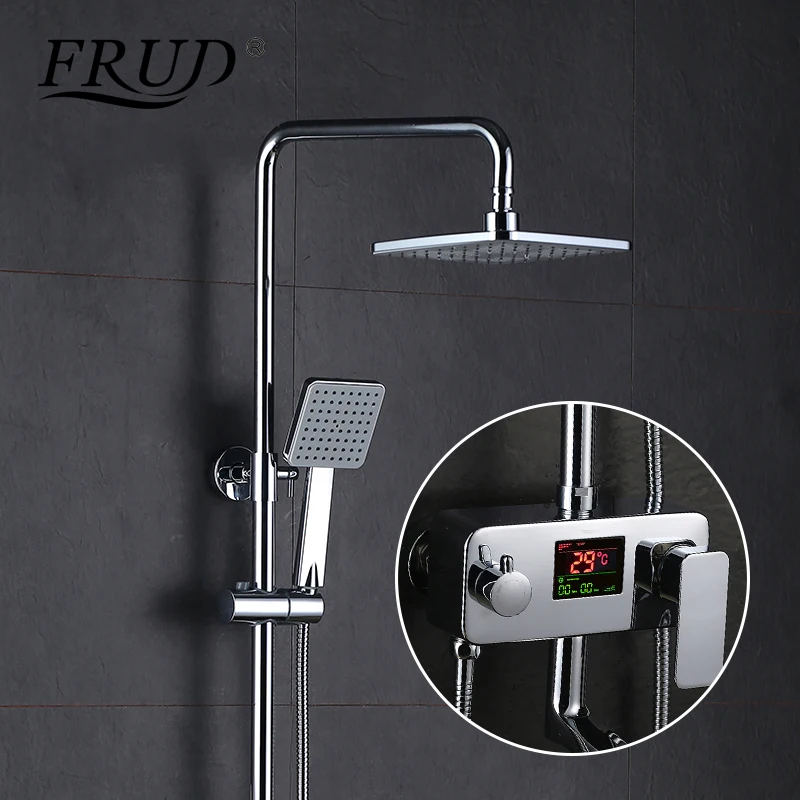 FRUD Новый цифровой дисплей смеситель для душа с водным питанием набор дождь