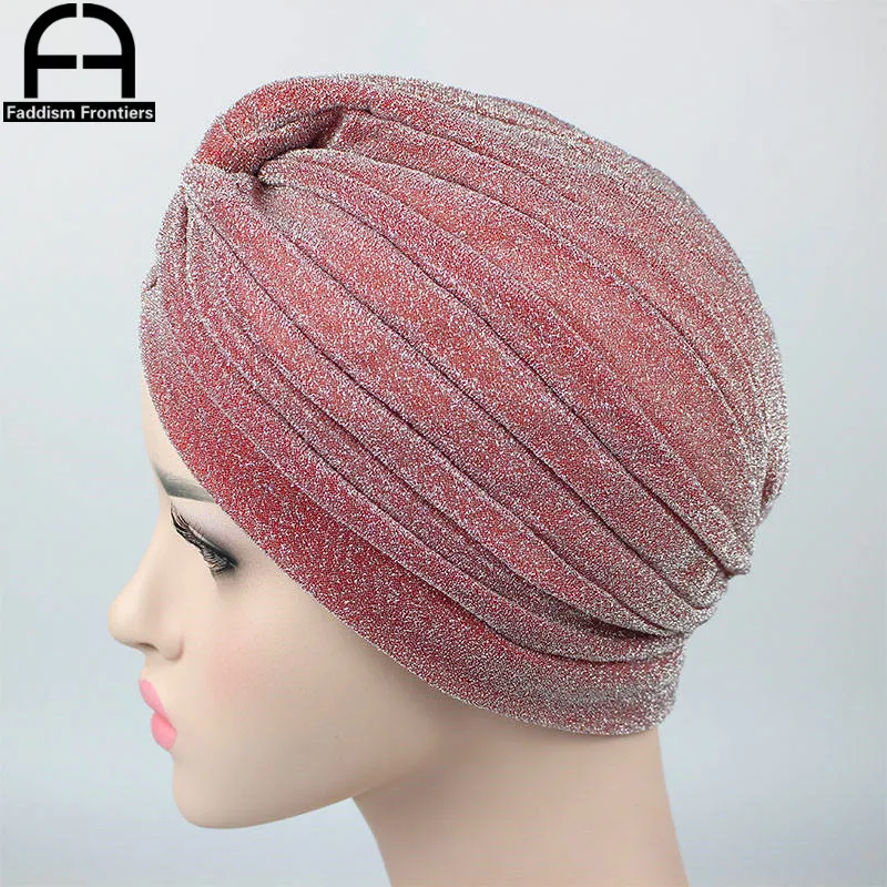 Модный женский Блестящий тюрбан из полиэстера блестящий головной убор дышащий