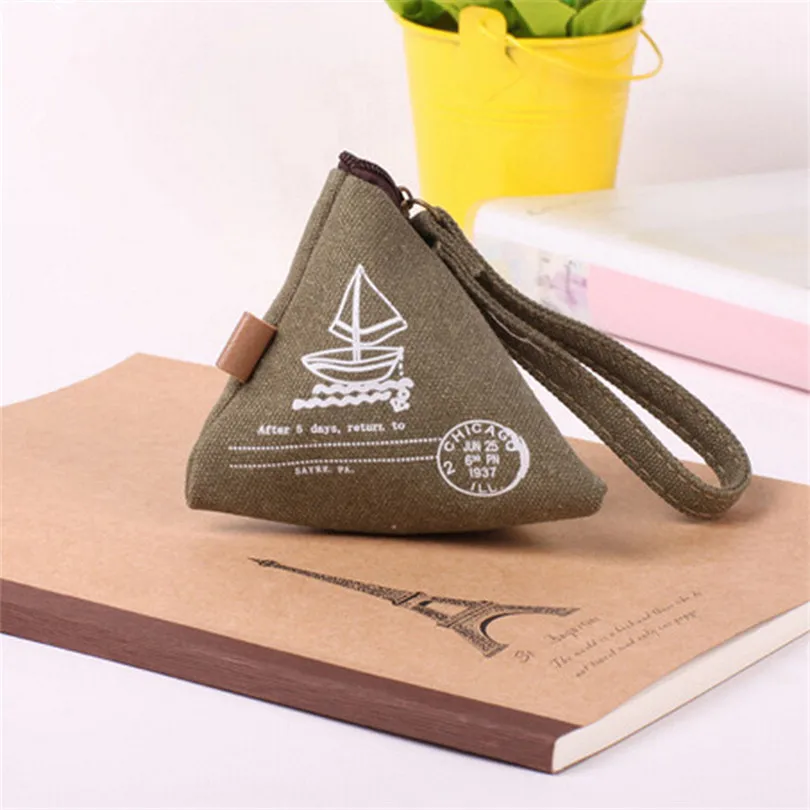 Хотите Пойти Старинные Треугольник Молнии Женщины Кошельки для Монет Мода Холст