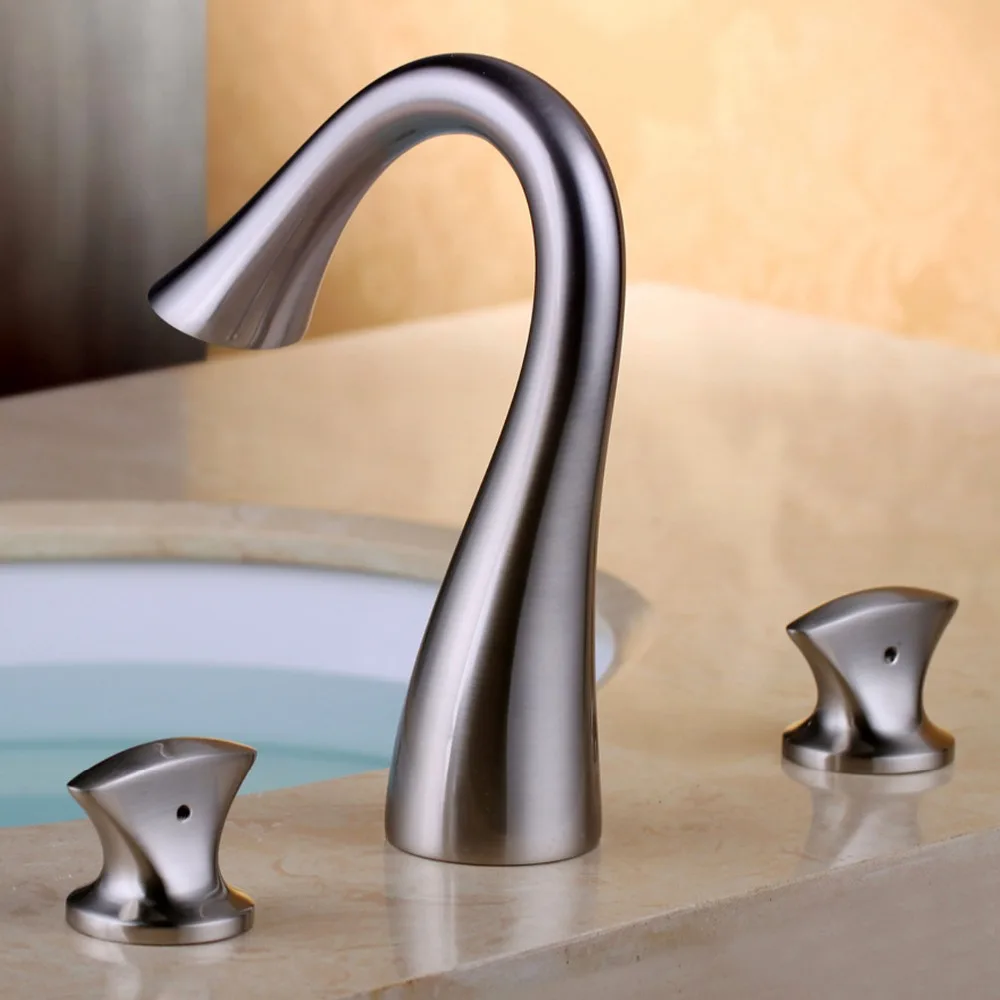 Бесплатная доставка современные латунные краны с 3 отверстиями гладкий дизайн