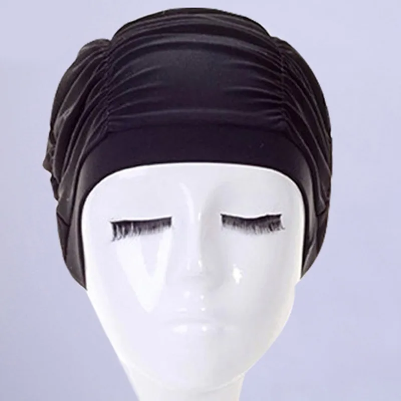 Black Lurehooker, защищающая уши, длинные волосы, спортивная шапка для бассейна, шапка для плавания, тянущаяся шапка для плавания, пелерина для купания, шапка для мужчин, женщин, взрослых - Цвет: Black