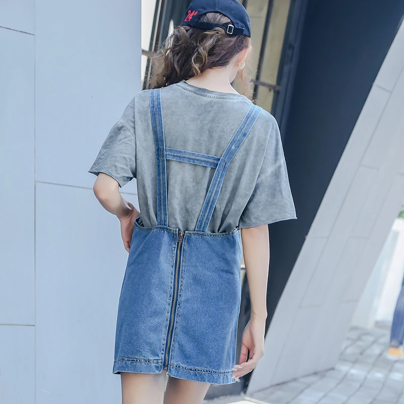 

17zq 2018 Summer New Half Skirt Women's Clothing College Korean Denim Strap Skirt Cute Fashion Woman's Short Skirt S9961