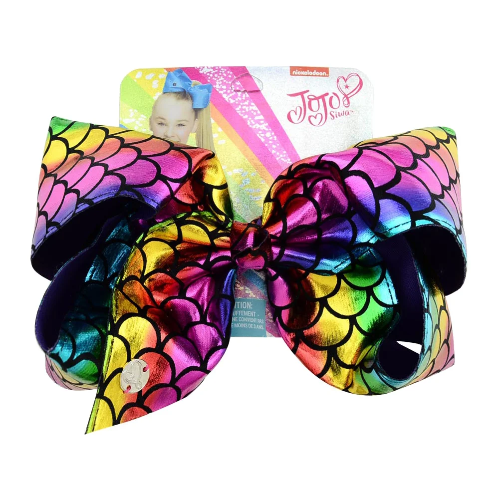 8 дюймов JOJO Clip Fish Scale Print PU Leather Boutique Hair Bows Kids Big X-Large Заколка-бабочка DIY Women Accessories |
