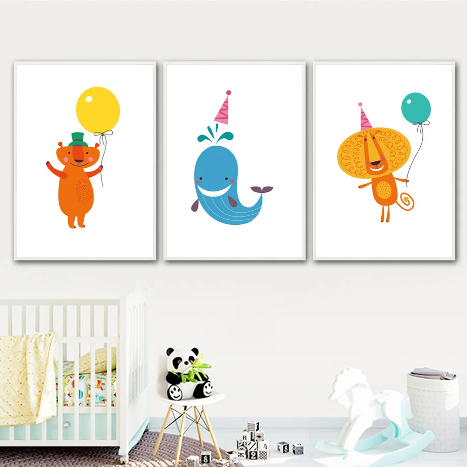 Giraffe Zebra Flamingo Elephant Nordic Posters and Prints Canvas Painting Animals Wall Art Pictures Kids Room Decor No Framed | Дом и сад