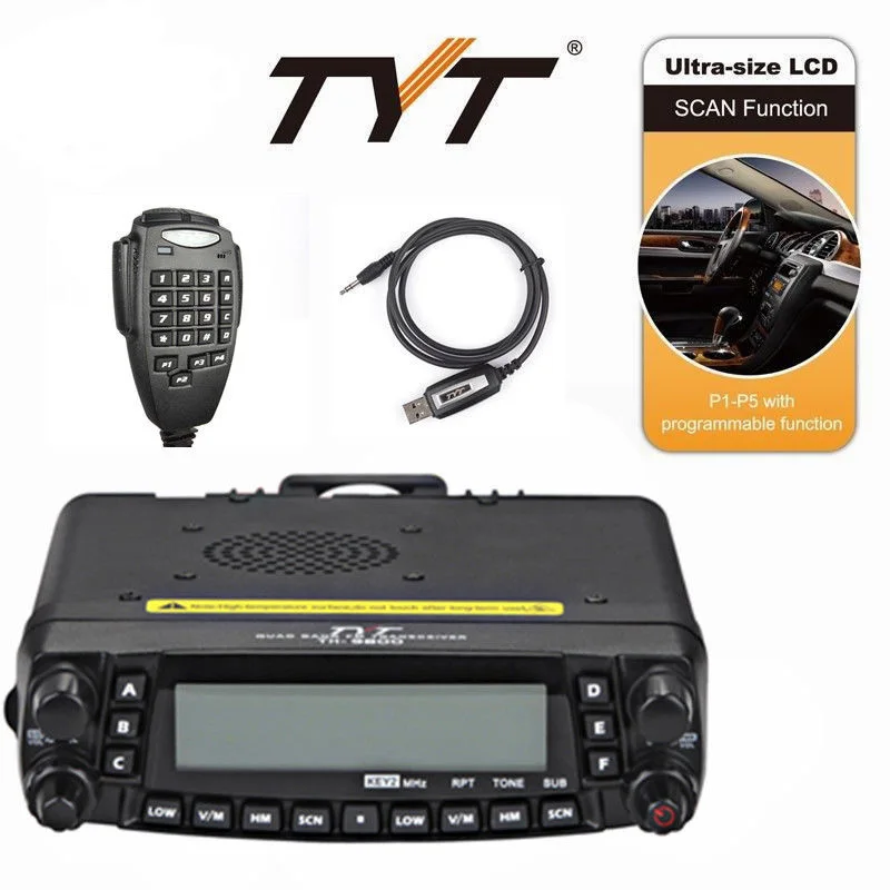 TH 9800 Быстрая доставка TYT 26 33/47 54/136 174/400 480MHz A + B Quad Band HF радиоприемник кабель