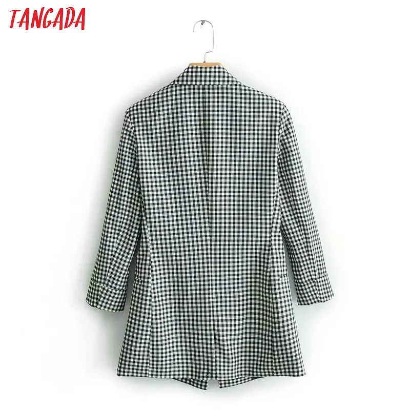 Женский клетчатый Блейзер Tangada повседневный блейзер с длинным рукавом Офисная