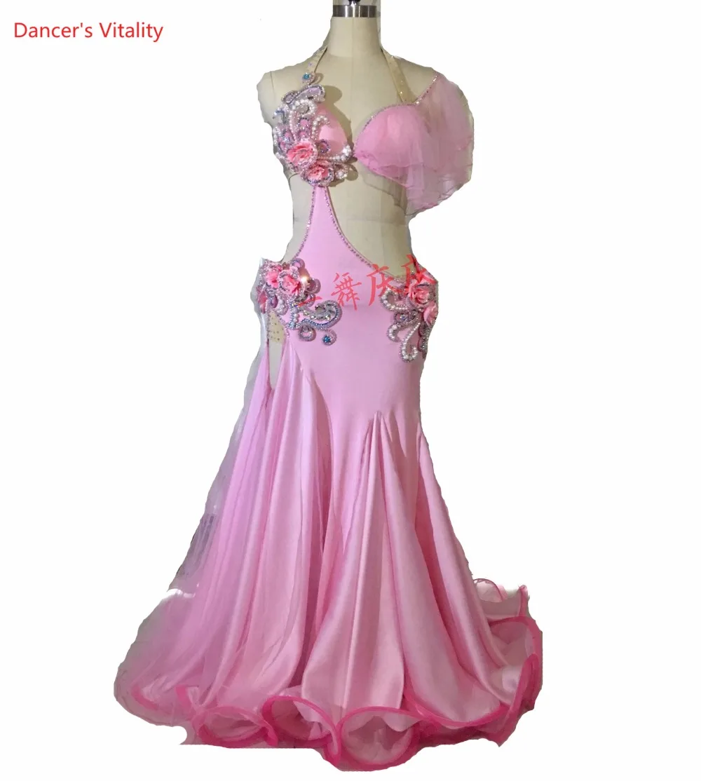 

Luxury Belly Dance Costumes Diamond Embroidery Bra Shoulder Cupcake Dress Bellydance Set For Oriental Dance Costumes