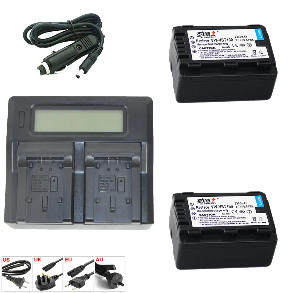 2PCS VW-VBT190 vw vbt190 Battery+LCD Dual Charger+Car Plug for Panasonic HC-V110 HC-V130 HC-V160 HC-V180 HC-V201 HC-V210 HC-V230 |
