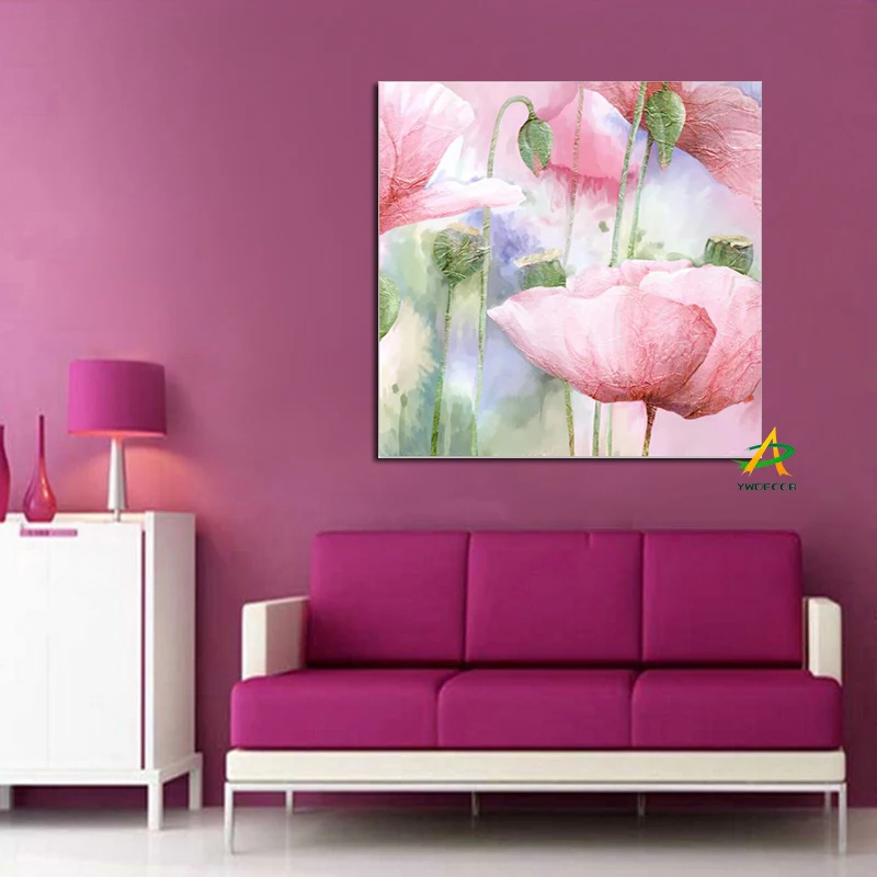 YWDECOR большой размер розовый и белый Мак цветы Печать Современная Картина на