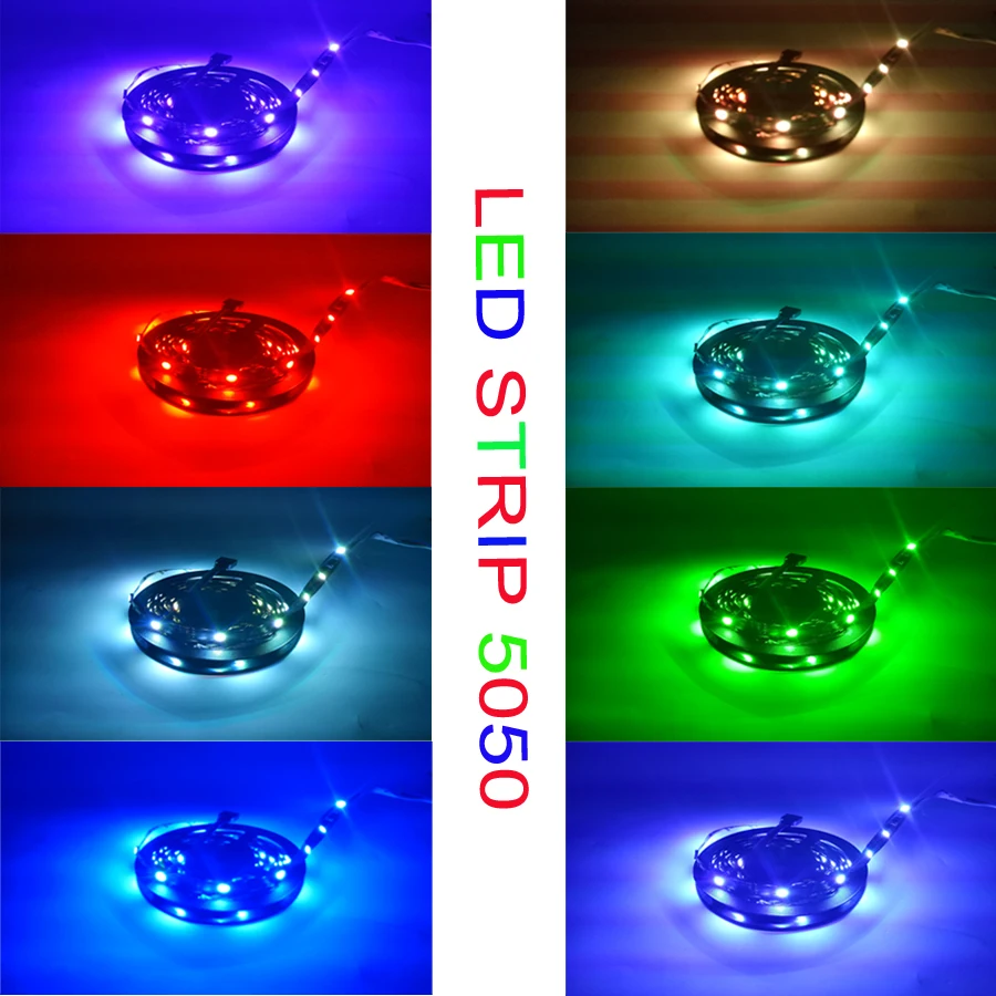 Светодиодный светильник RGB 5050 SMD 5 м 10 м RGB светильник IP20 светодиодный гибкий Скотч+ ИК пульт дистанционного управления+ светодиодный блок питания 12 В