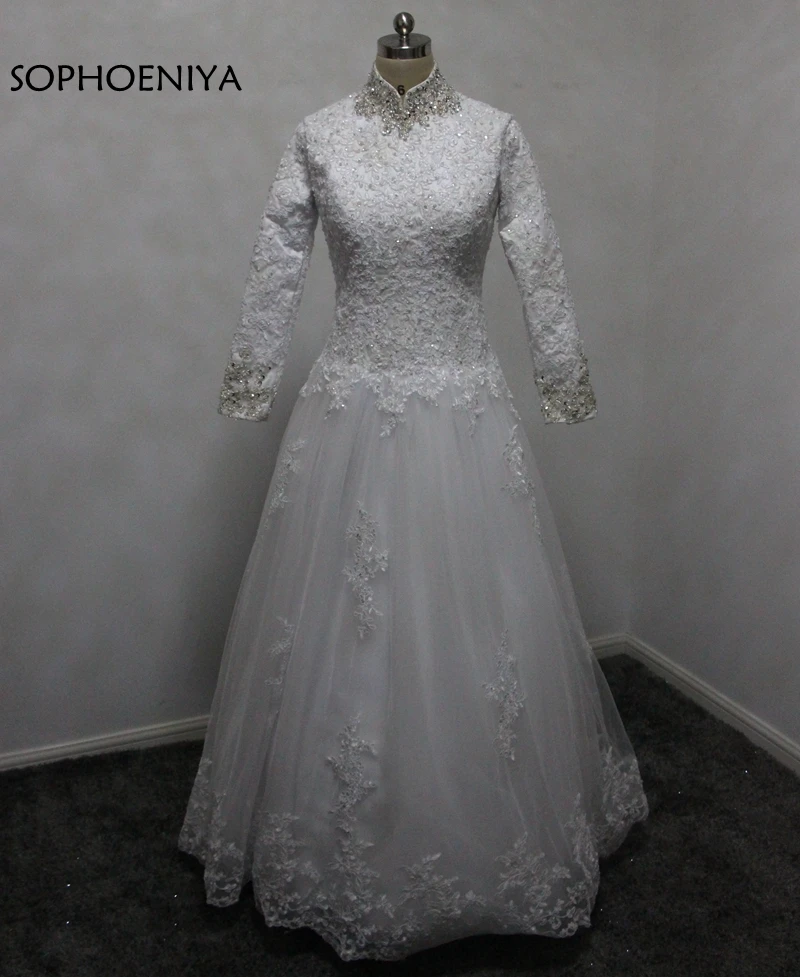 New Arrival White Long sleeve Wedding dresses 2021 Lace Beaded A-Line gown for Bridal vestido de noiva | Свадьбы и торжества