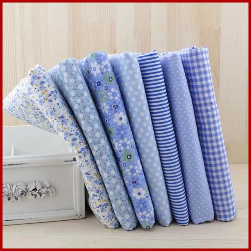 SMTA 7 шт. 50 см X48cm-50cm простой тонкий лоскутный хлопок Добби ткань цветочные серии Синий Шарм четверти набор для шитья
