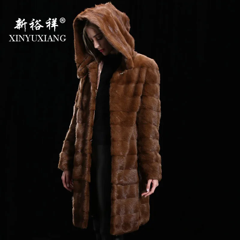 coat length 89-91cm Новинка, настоящая шуба из натуральной норки, для женщин, для русской зимы, длинные, Утолщенные, теплые куртки, для женщин, цвета хаки, съемная, натуральная норковая шуба - Цвет: coat length 89-91cm