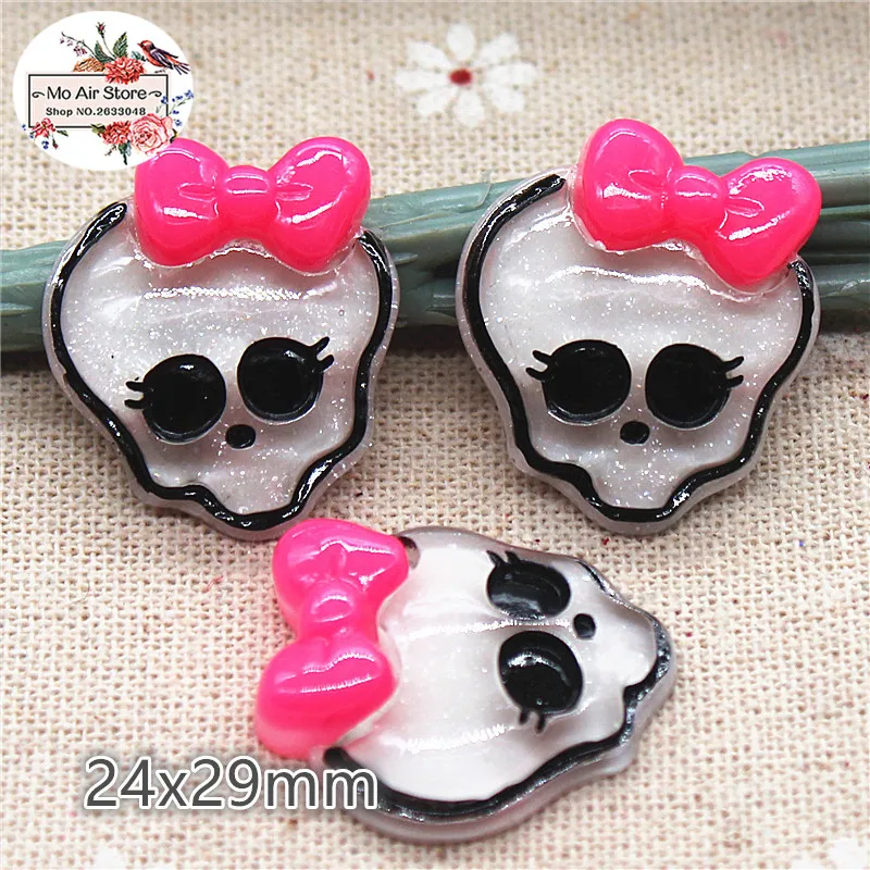 10 шт. полимерные Хэллоуин Блестящий череп плоская спина кабошон художественные