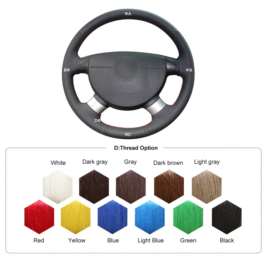 Черный чехол на руль из искусственной кожи для Chevrolet Lova 2006-2010 Chevrolet Aveo Buick Excelle Daewoo Gentra 2013