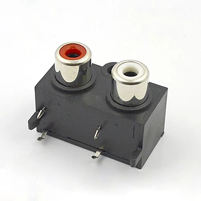 

100pcs Audio Video Connector RCA Plug AV Lotus Socket Audio Video Socket 2 holes AV Jack Adapter