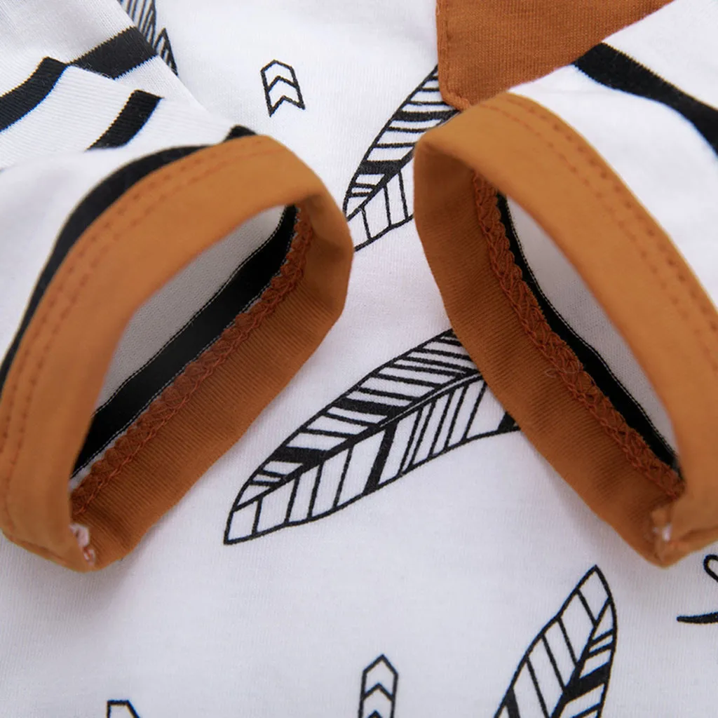 Комбинезон в полоску с капюшоном и перьями для маленьких мальчиков хлопковый