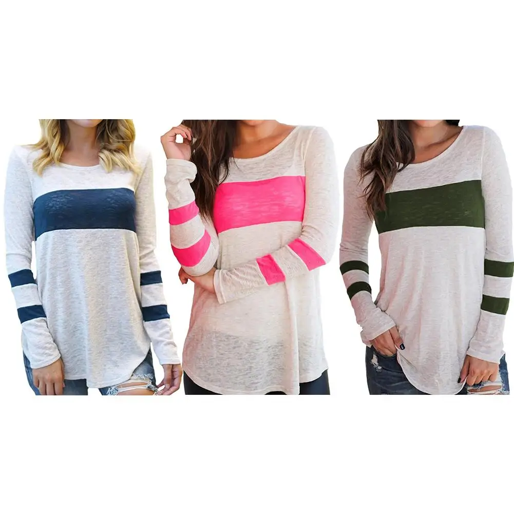 2018 Новое поступление повседневные женские топы в синюю белую полоску стиле