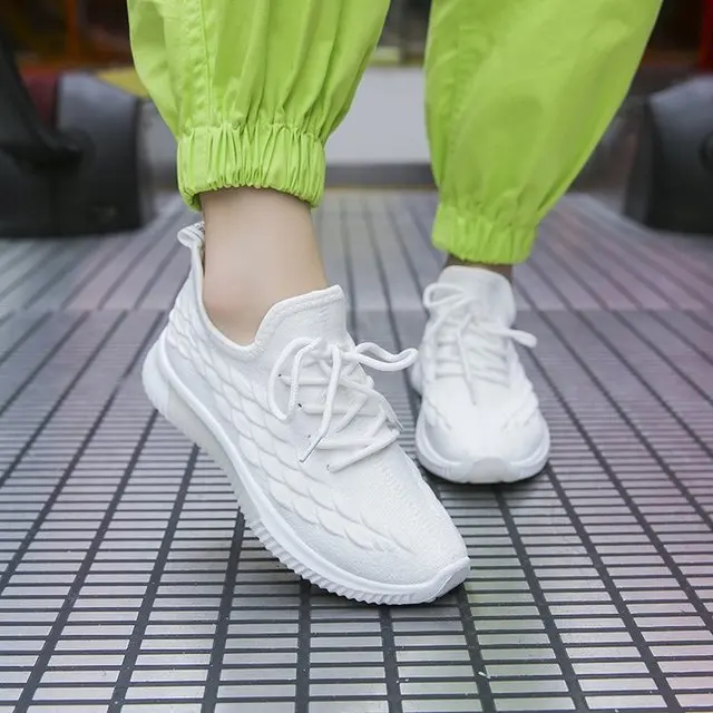 2019 новые спортивные женские глубокая дышащая обувь вразлёт плетение дикие белые
