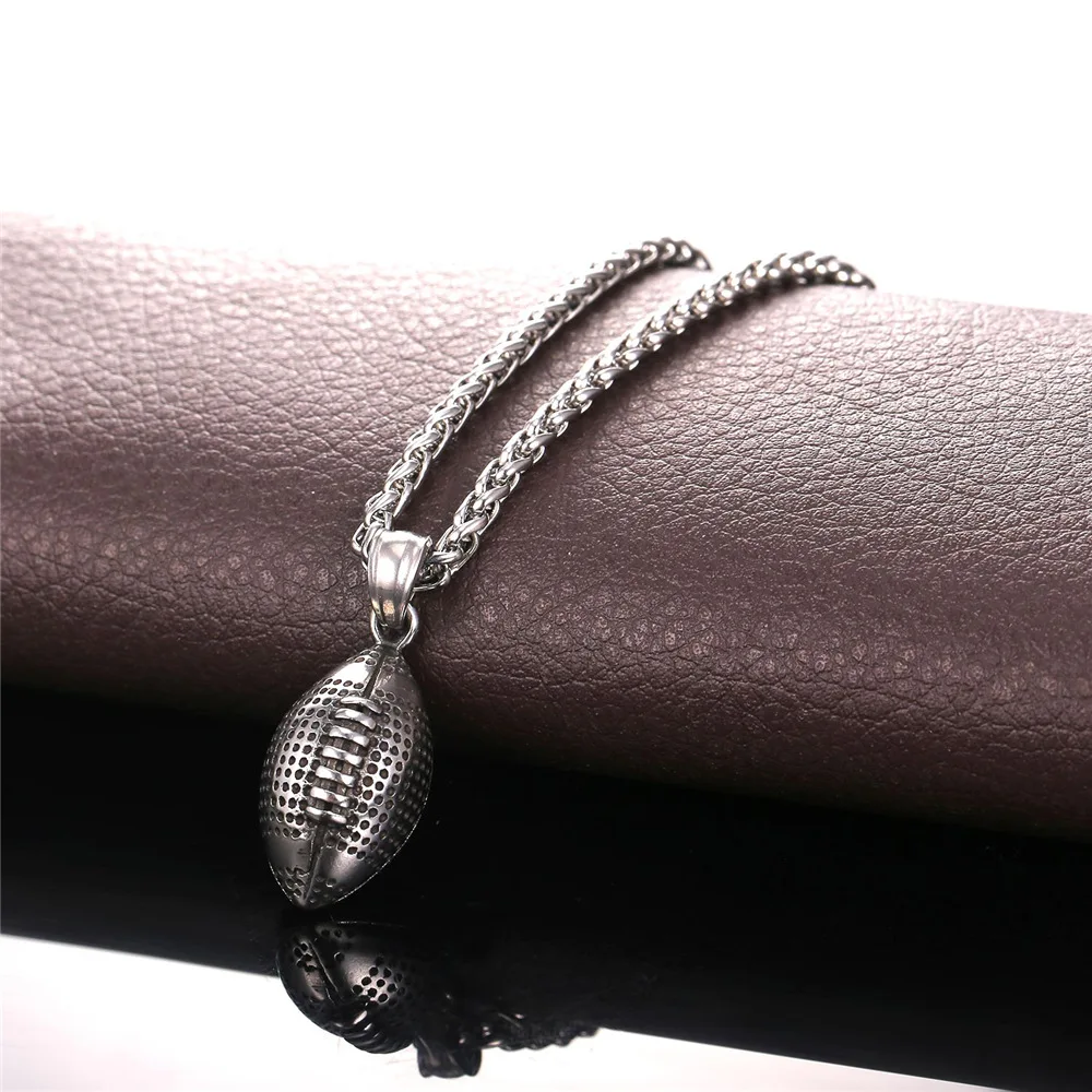 Кулон для регби с цепочкой ювелирные аксессуары спортзала кулон из нержавеющей