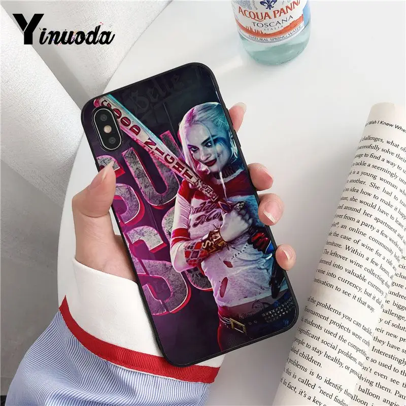 Yinuoda отряд самоубийц Джокер Харли Квинн чехол черный мягкий для телефона iPhone 8 7 6 6S