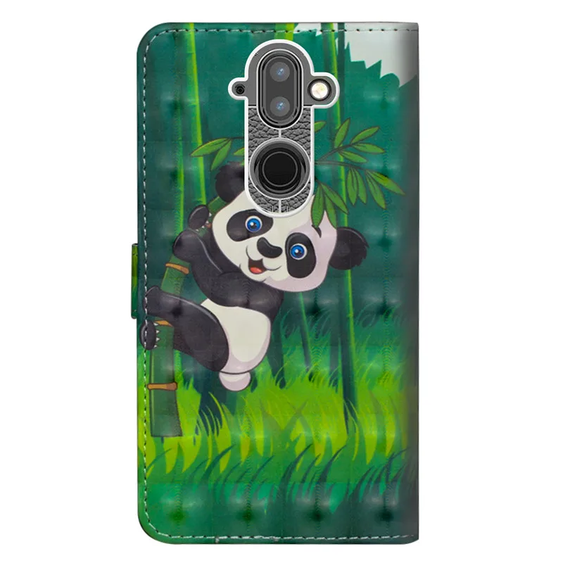 Кожаный чехол книжка для Fundas Nokia 7 Plus Coque 6 2018 2 3 5 9 с 3d изображением тигра панды кота