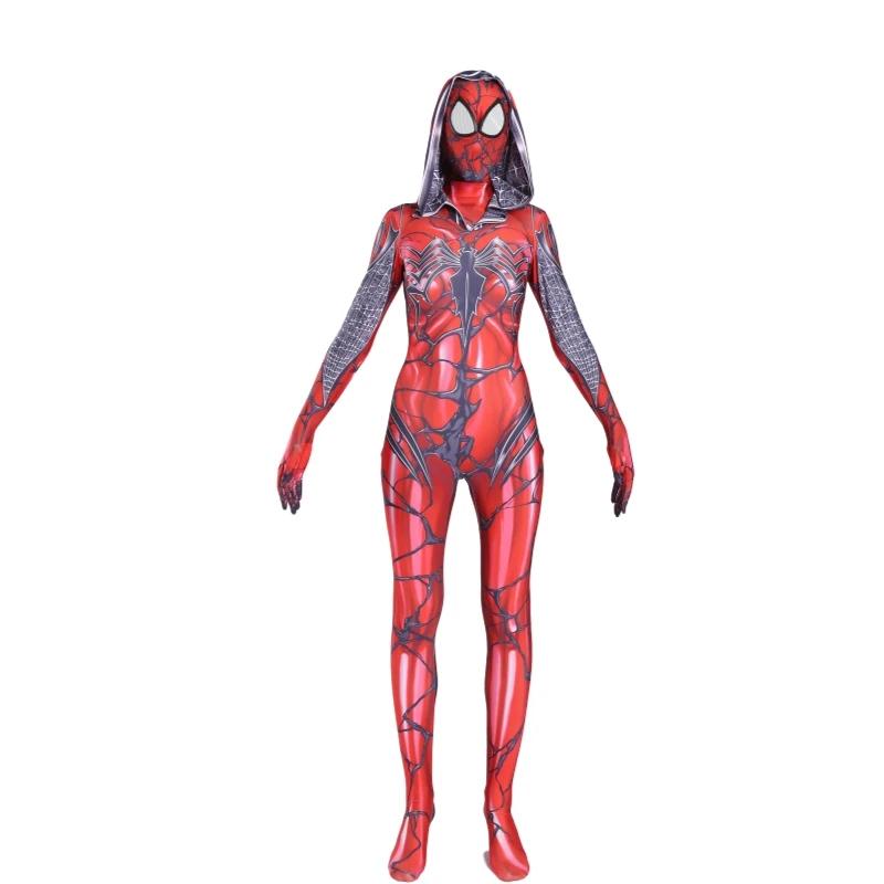 Venomized Spider Gewn костюмы для косплея спандекс красные толстовки с головной убор