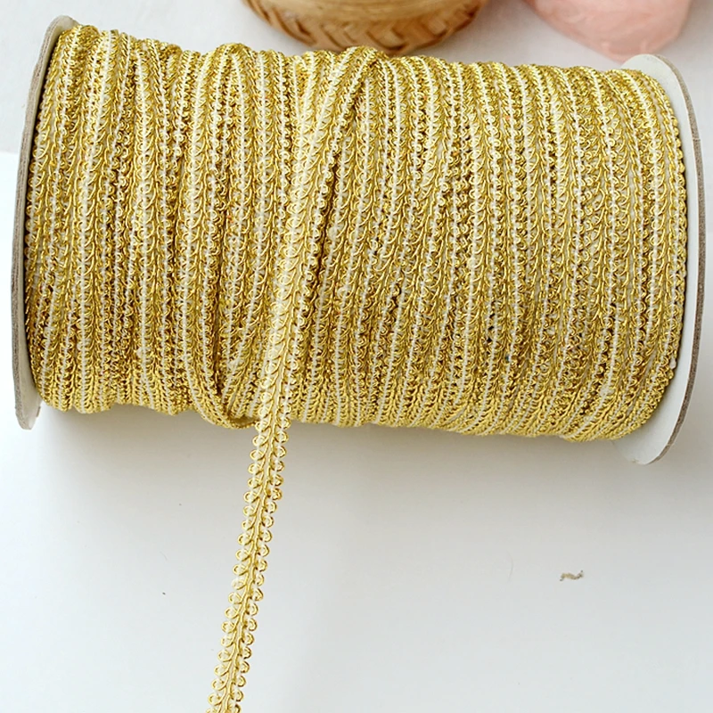 8mm Gold Lace Trims Knitted Ribbon Tapes Fabric Sewing Piping for Cosplay Clothes Handmade Accessories DIY Crafts Trimming | Дом и сад