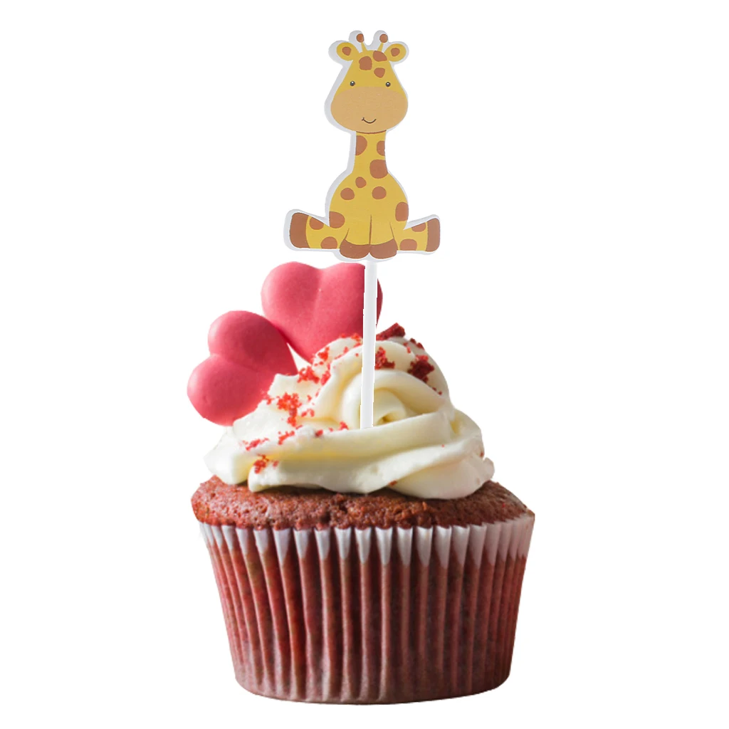

24x Cute Cartoon Giraffe Cake Cupcake Topper for Children's Birthday Parties