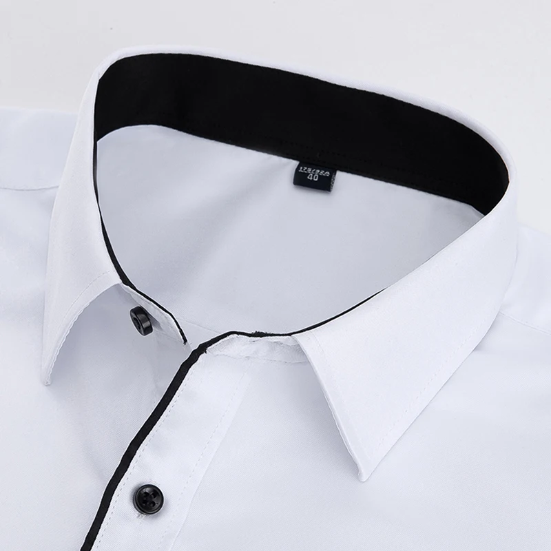 

Spring 2020 business casual anti-wrinkle pure color shirts Men's shirt long sleeve edge Cultivate one's morality business attire