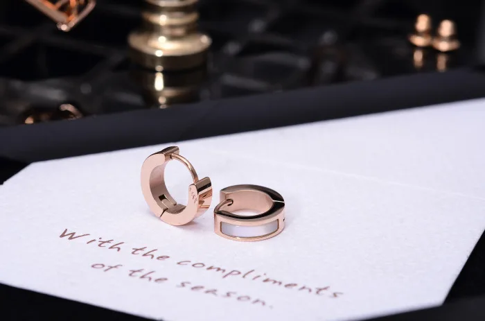 Titanium steel rose gold Earrings for woman Charm Jewelry stainless Personality Geometry shell Love | Украшения и аксессуары