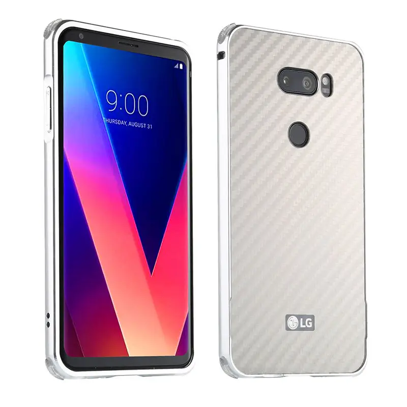 For LG V 30 V30 H930 H933 Case Aluminum Metal Frame+Carbon Fiber Hard Cover for Shockproof Phone Shell |
