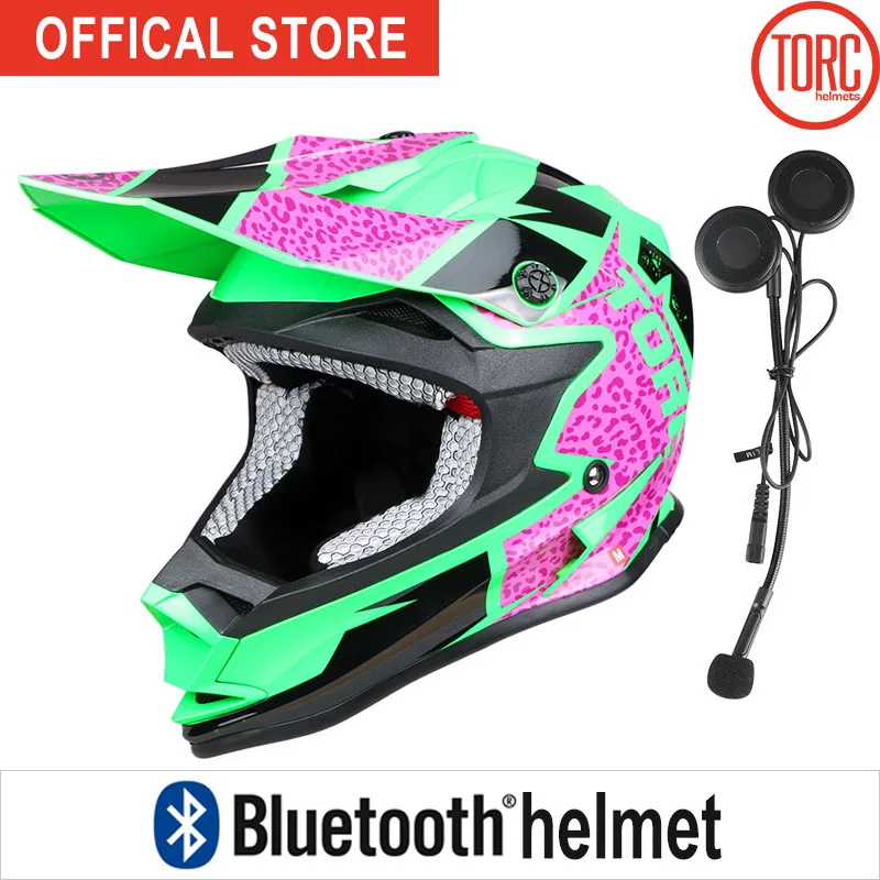 TORC внедорожный брендовый шлем для взрослых Мото шлем Bluetooth шлем грязный велосипед гоночный крест Мото Кросс шлемы moto rcyle T32 - Цвет: LAKE green bluetooth
